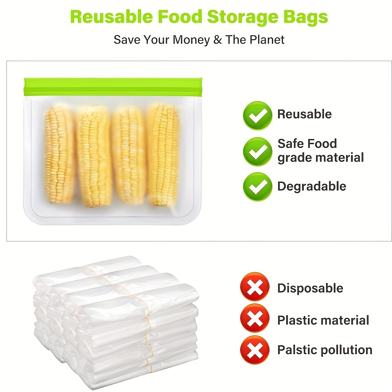  Reusable Gallon Freezer Bags - 6 Pack EXTRA THICK Gallon  Reusable Bags LEAKPROOF Reusable Freezer Bags for Marinate Food & Fruit  Cereal Sandwich Snack Meal Prep Travel Items Home Organization Storage