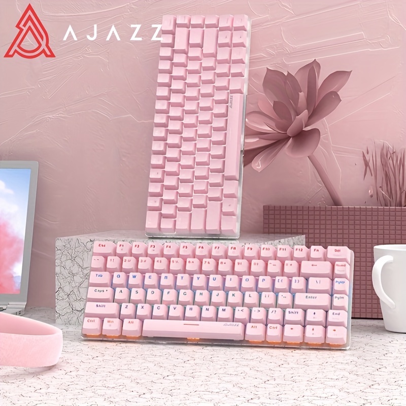 Ajazz AK33 82keys Mechanical Keyboard Red Switch Pink