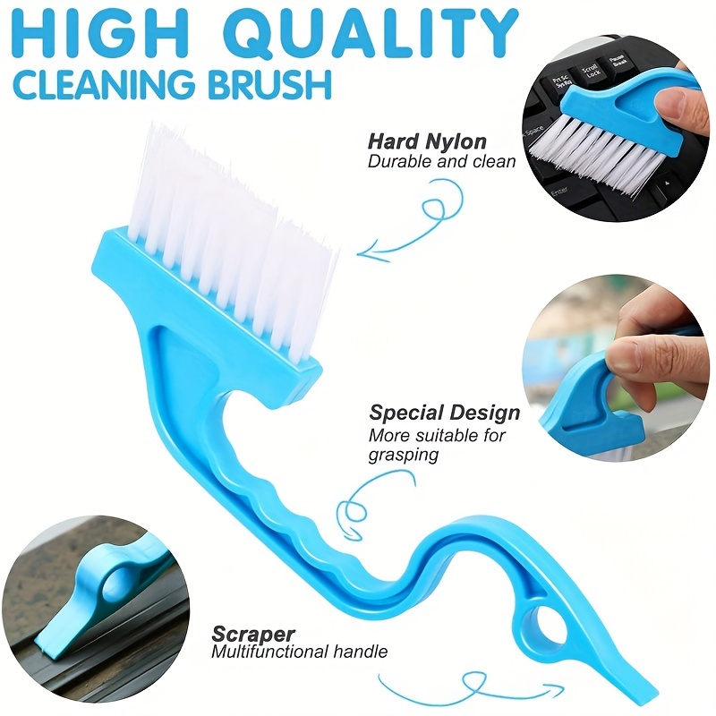 1pc Blue-green Plastic Window Groove Cleaning Brush