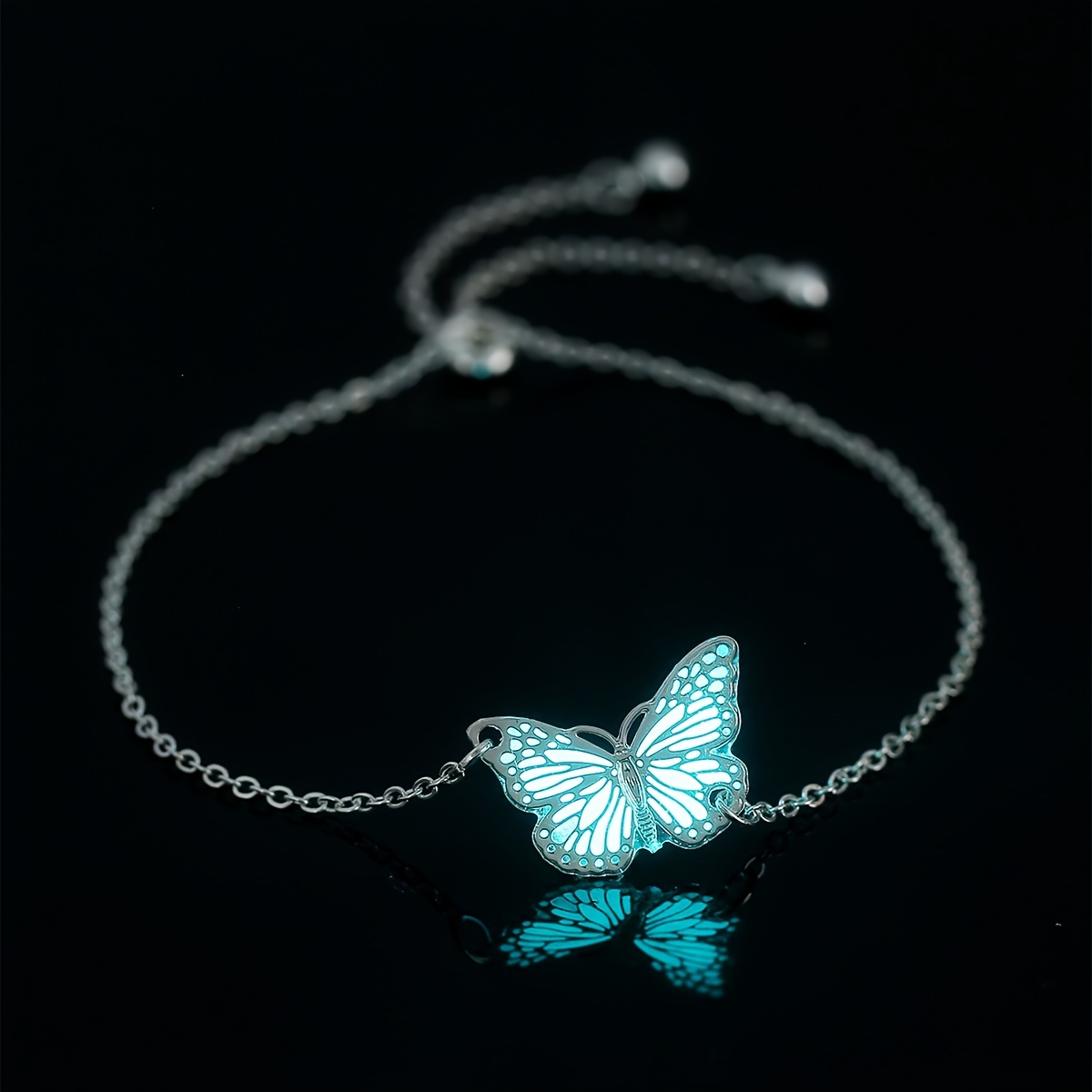 Glow in the Dark Butterfly Pendant Bracelet