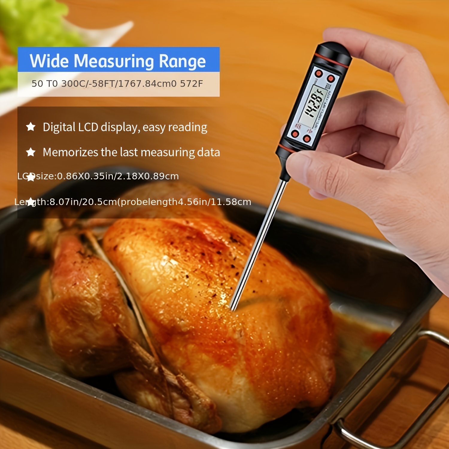 1pc Termómetro Digital Alimentos Cocinar Carne Bbq Preciso - Temu