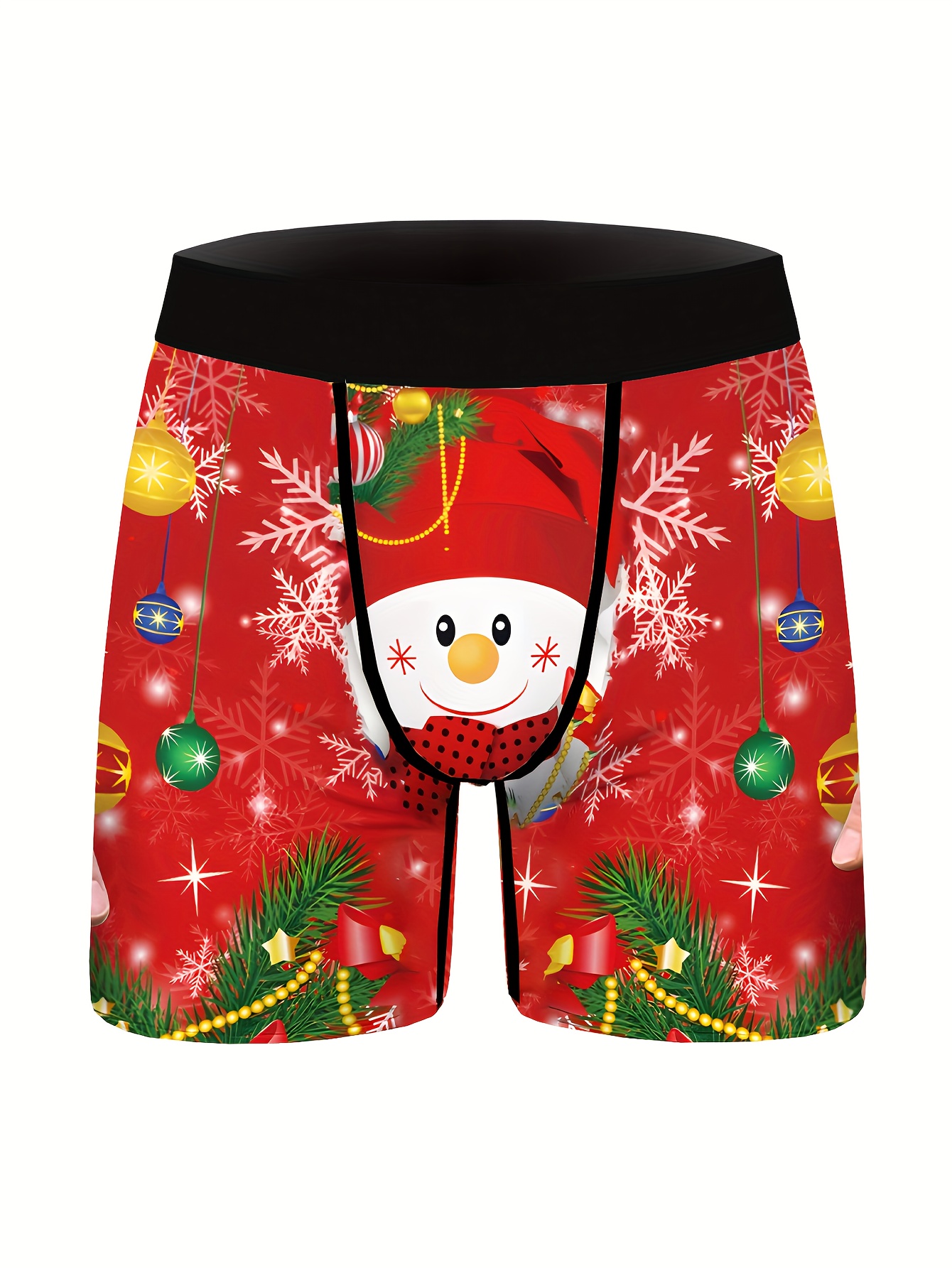 Men's Christmas Snowman Print Breathable Soft Comfy Boxer - Temu