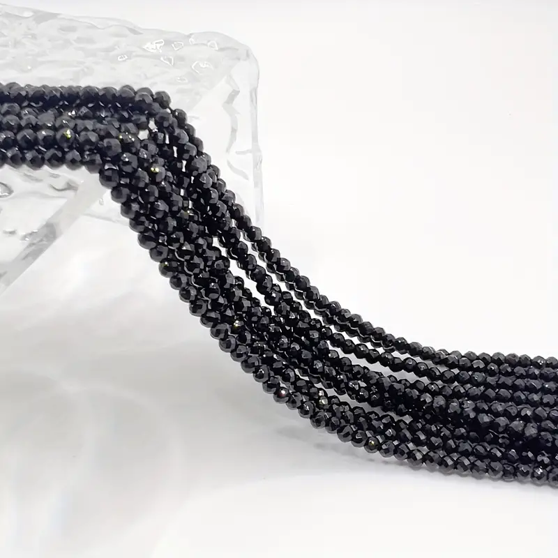 170/120pcs 2-3mm Black Round Loose Faceted Glass Beads For Jewelry Making  DIY Unique Bracelet Necklace Handmade Craft Supplies