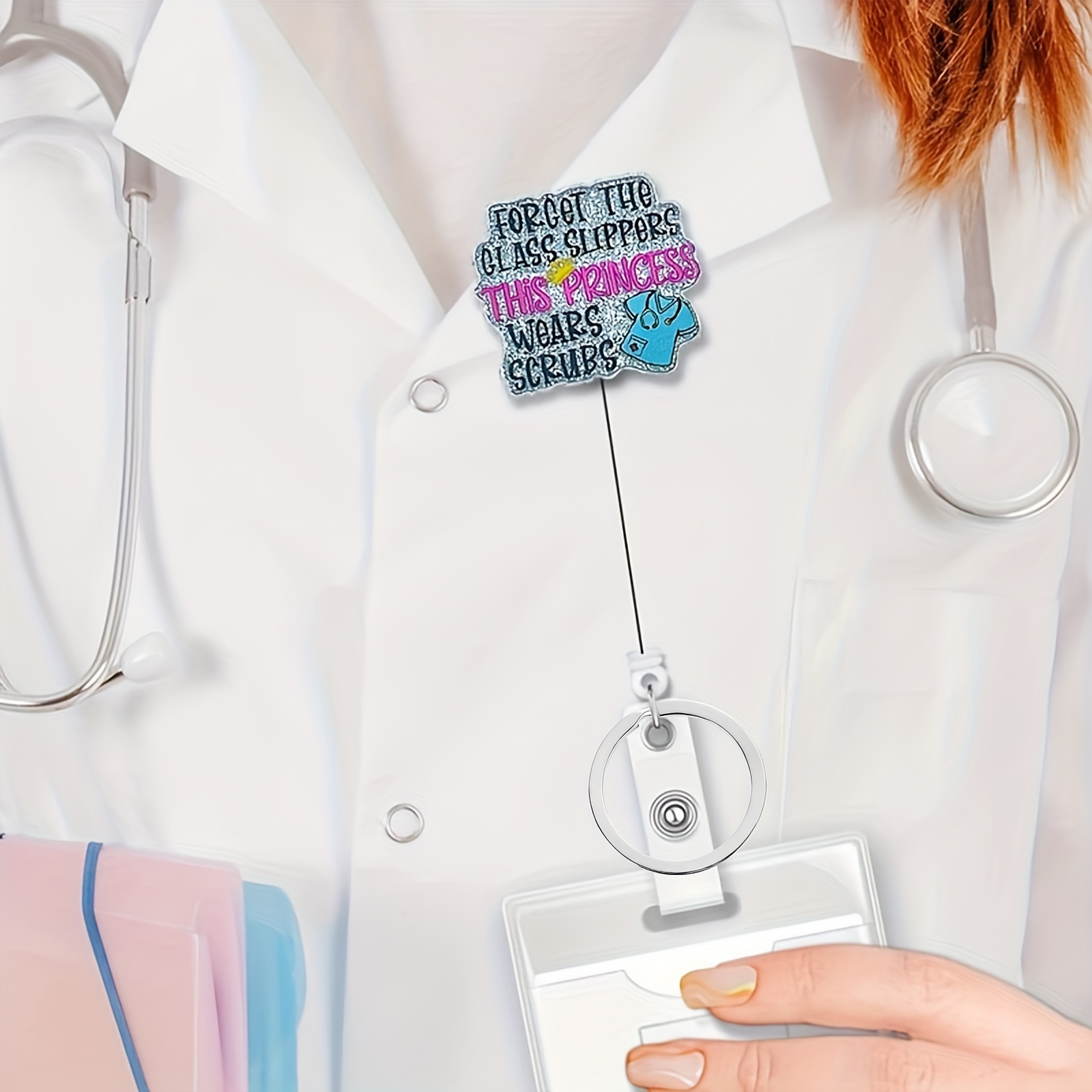 18 Pieces Nurse Badge Reel Retractable Badge Holder Cute Nursing Badge Reel  with 360° Swivel Clip for Nurse Doctor ID Card Holders (Heart Style, Black
