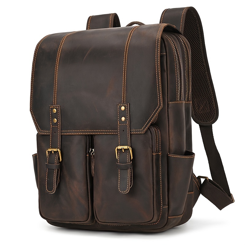 Crazy Horse-Bolso de hombro de cuero genuino para hombre