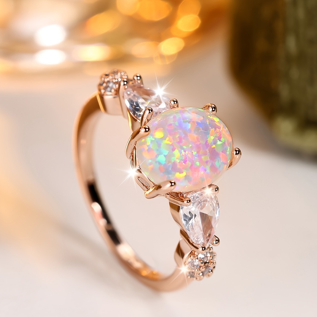 Oval Droplet Engagement Ring Wedding Jewelry
