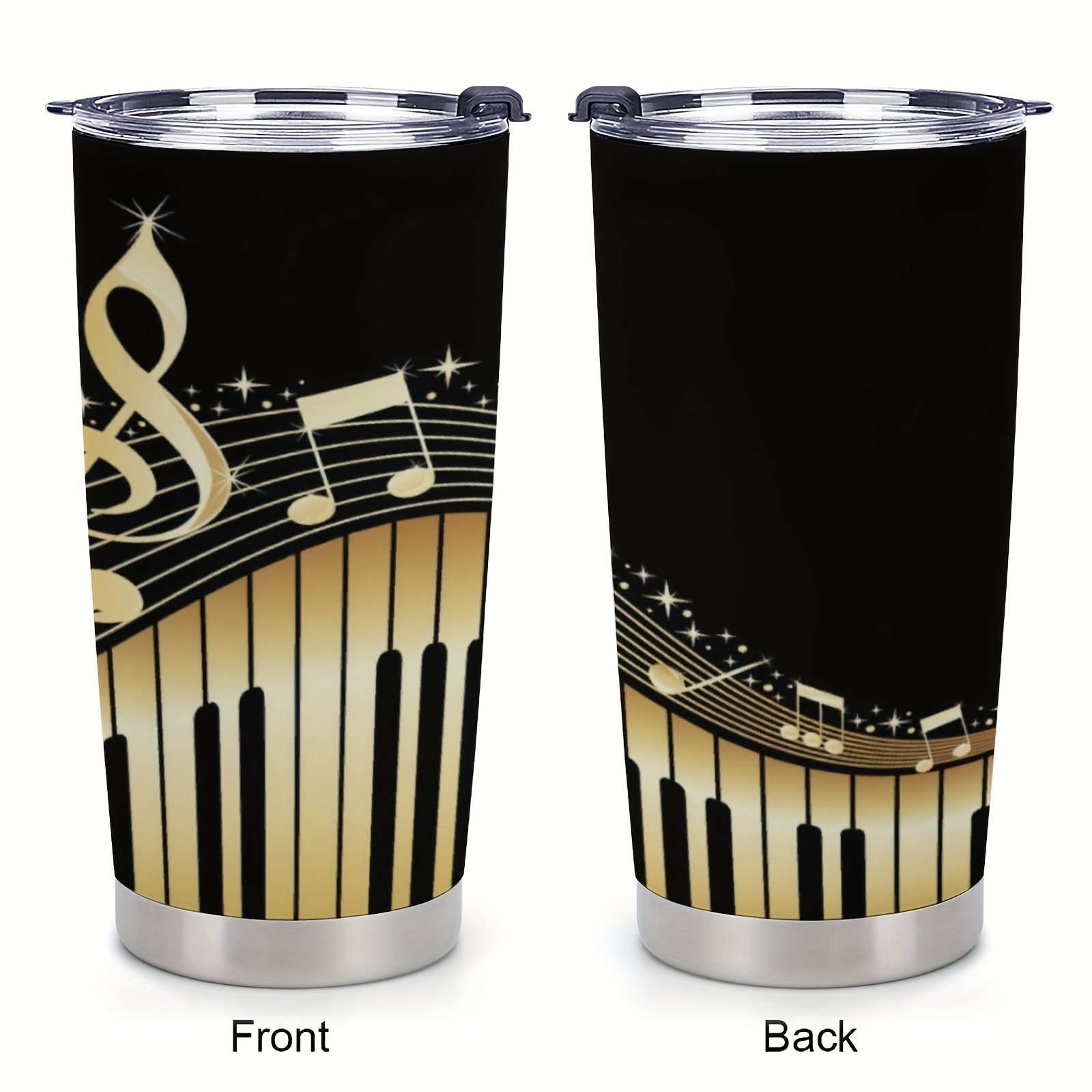 

1pc 20oz, Piano Pattern Coffee Cup For Woman, Valentine's Day Gifts For Him, Insulated Travel Coffee Mug With Lid, Gifts For Relatives And Friends