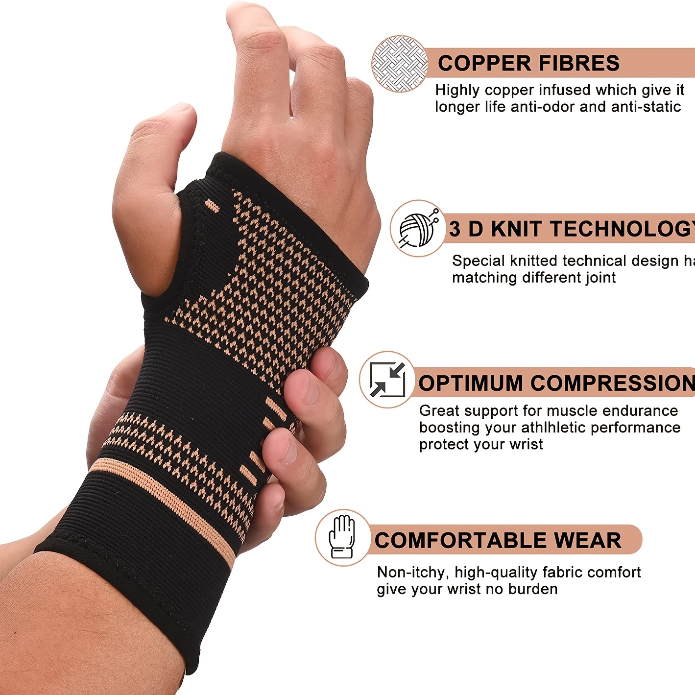 Copper Infused Wrist Compression Sleeves, Buy Copper Compression Sleeves  for Wrists Online - CopperJoint