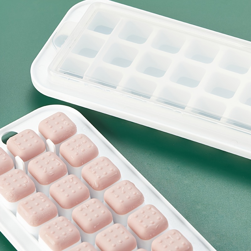 Ice Cube Trays For Freezer 24 Grids Large Ice Cube Molds With Lid Ice  Shovel Easy Release Rectangle Ice Cube Container With