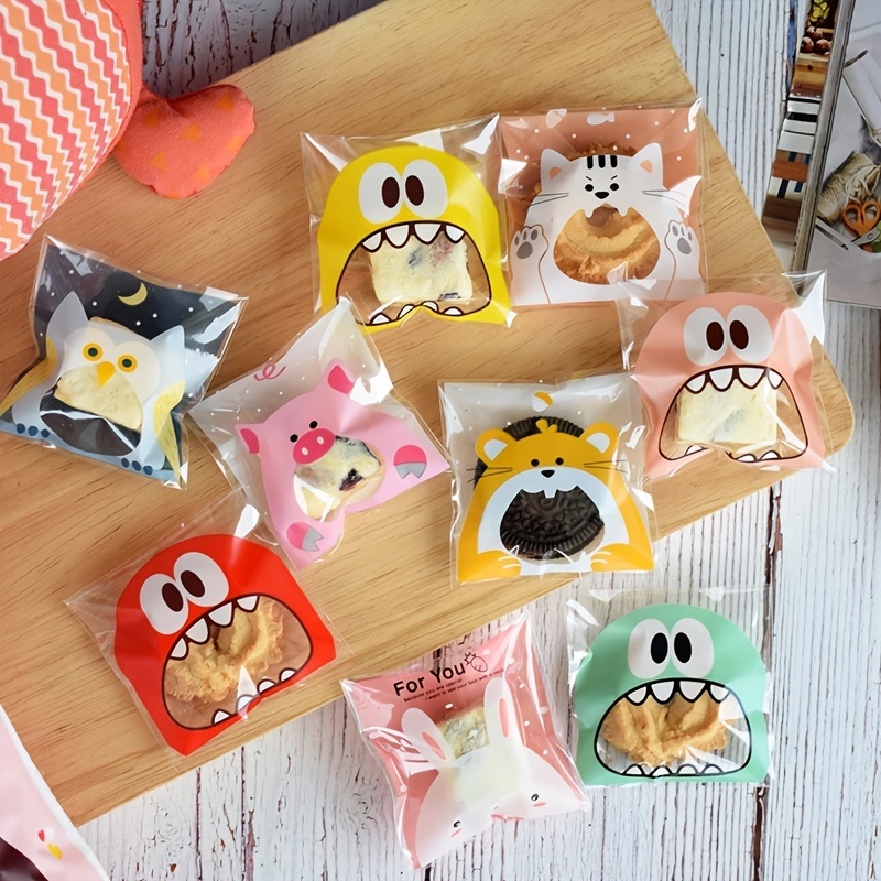 50-pack Random Style Cute Cartoon Monster Self-adhesive Packaging Bags