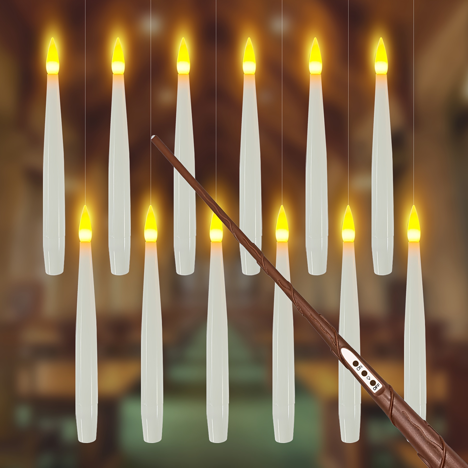 Bougies Dorées sans Flamme, Lumière Chaude et Chaude, pour Fête  D'anniversaire et de Noël, 12 Pièces : : Luminaires et Éclairage