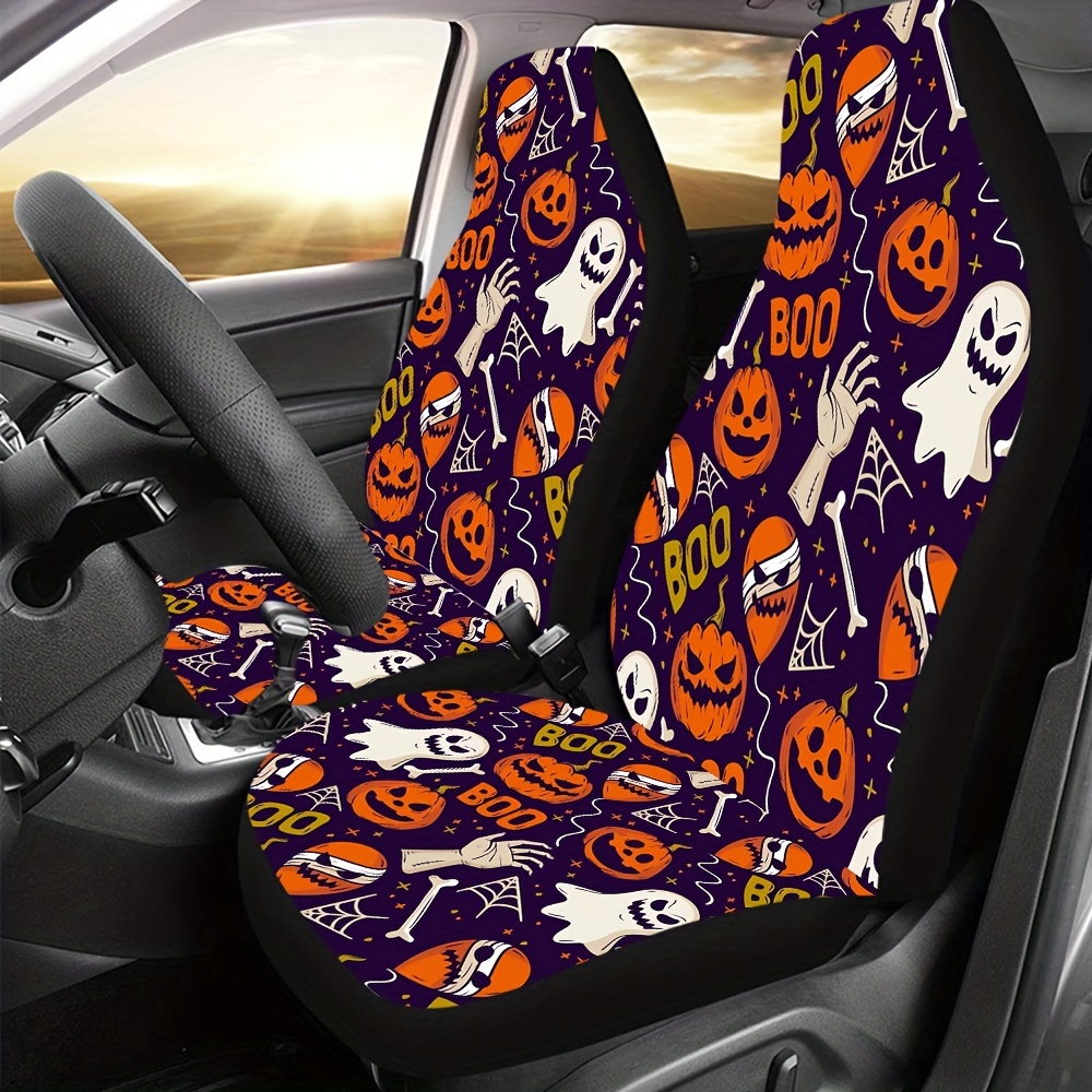 Halloween Pumpkin Print Car Seat Covers, Universal Fit Car Seat