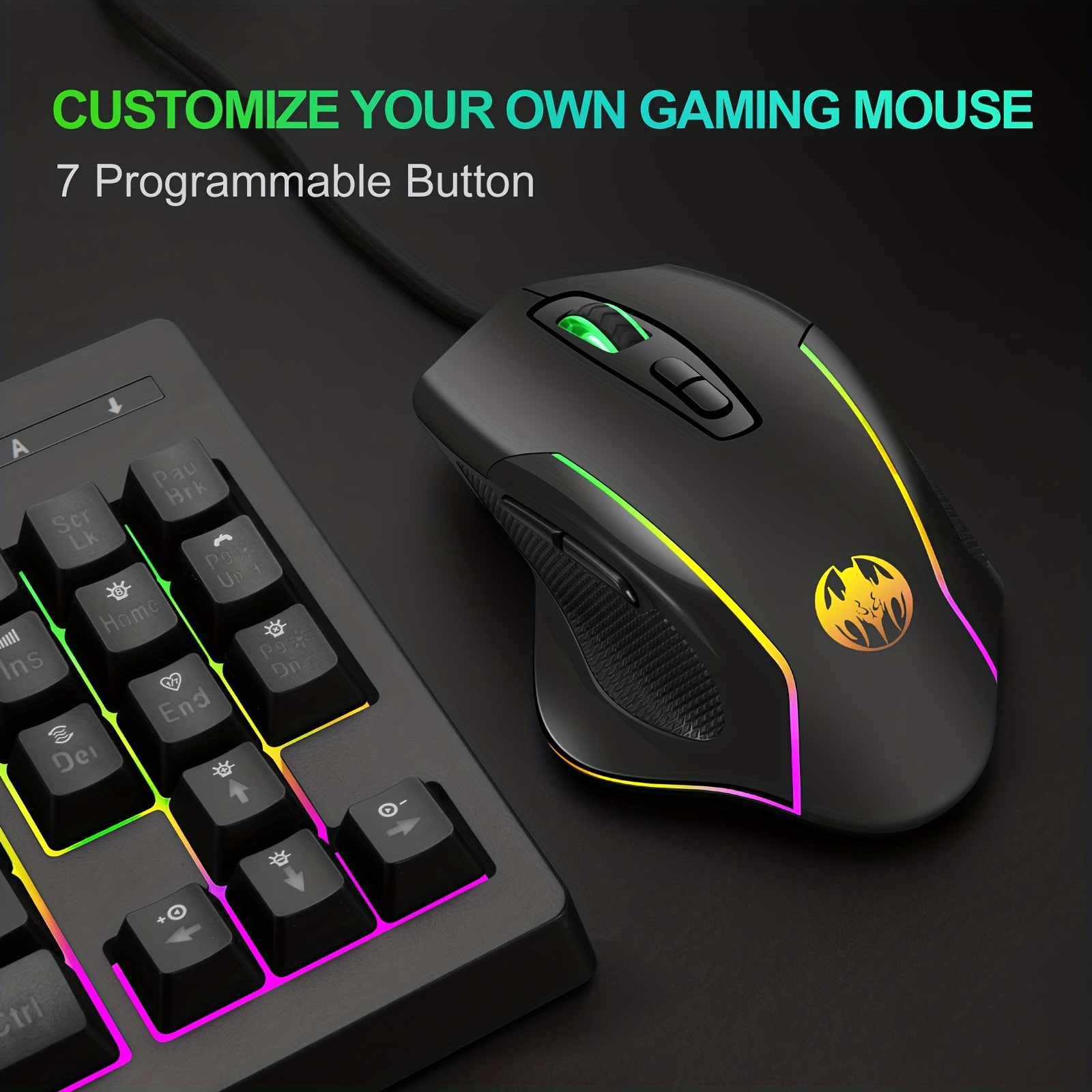 Gaming Mouse Mice Wired LED High Precision Programmable Keys, 7 Color  Adjustable 3200 DPI Optical Sensor for Mac PC Gaming Consoles (V6 Gaming  Mouse)