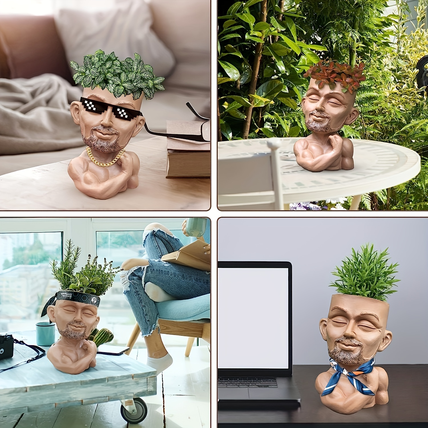 かわいい顔のレジン製 ーポット abs製多肉植物＆花の頭の ー