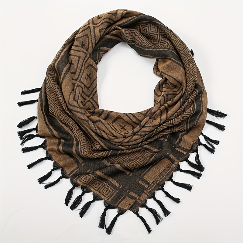 Classic Tactical Desert Square Scarf Thin Striped Sunscreen Tassel