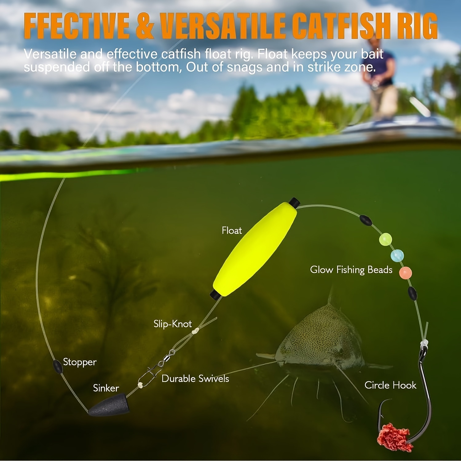 Pre rigged Catfish Rigs Fishing Float Barbed Sharp Hook - Temu Canada