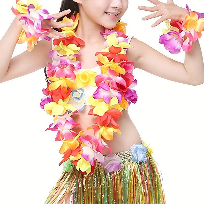  Yzoe Gzroe 100 unidades de flores hawaianas Leis para  decoraciones de fiesta temática Luau, juego a granel de collar de flores de  seda Leis temática tropical, recuerdos de fiesta, decoraciones de