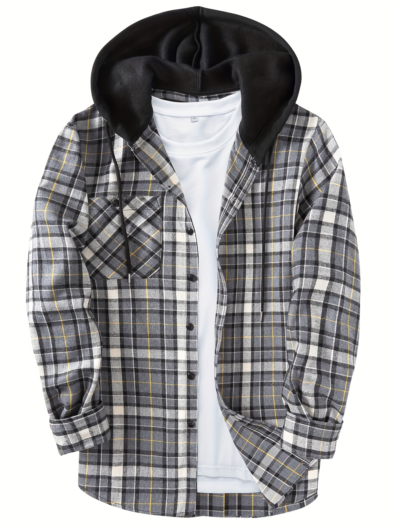 Hooded plaid flannel top shirt