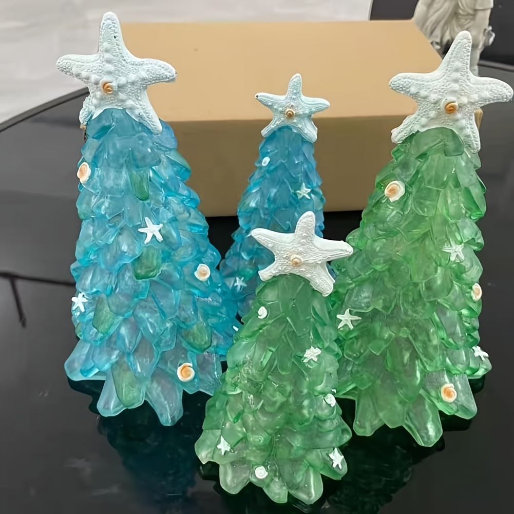  Sea Glass Christmas Tree Ornament,Sea Crystal Glass Decor  Crafts, Glass Christmas Tree Hanging Crystals for Decoration : Home &  Kitchen