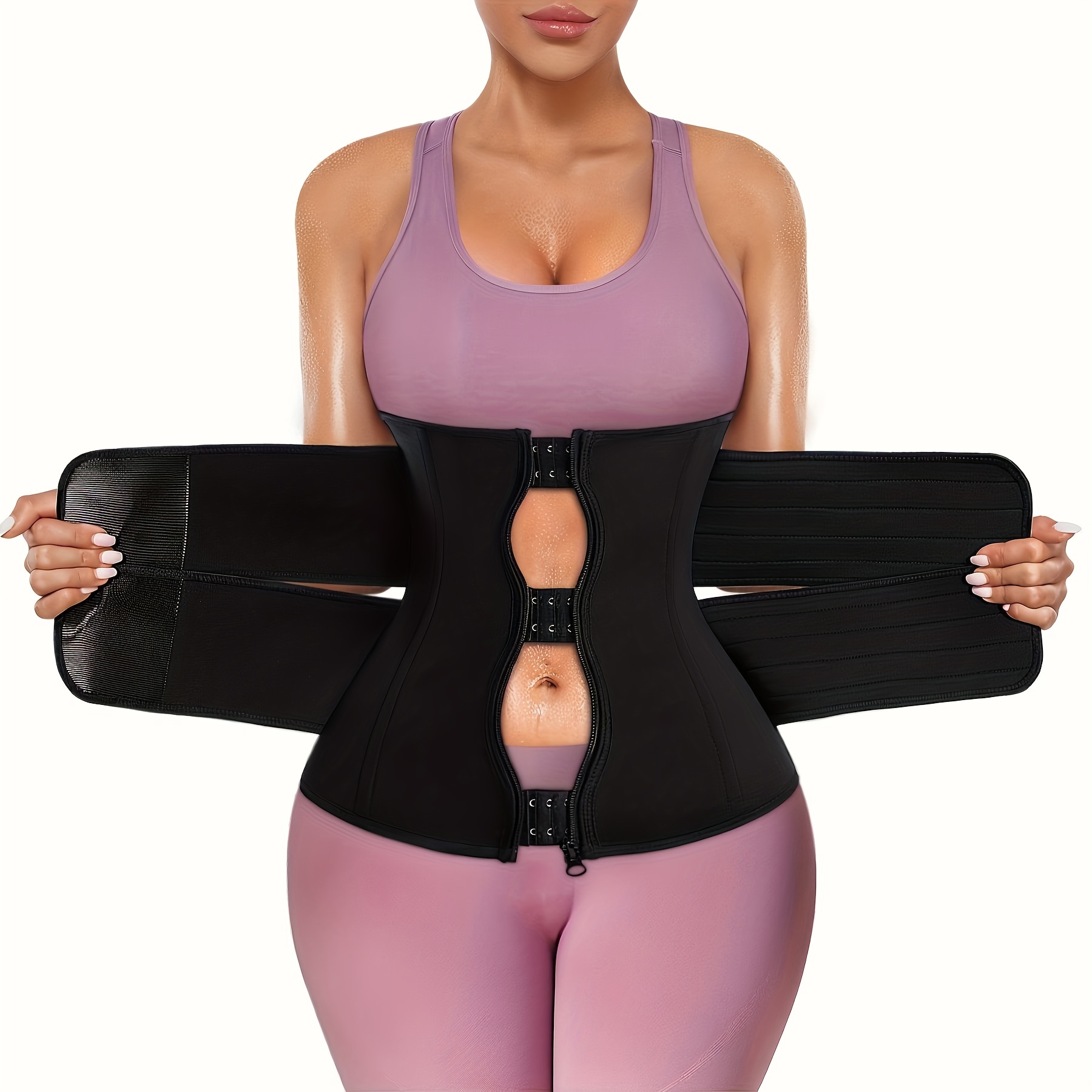 6 Steel Bone Waist Trainer With 3 Clips And 1 Zip Corset Exercise Shaper  Abdominal Control