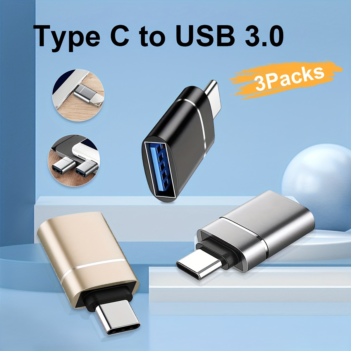 Adaptateur Usb 3.0 vers Type-c Otg, pour Macbook, Xiaomi, Poco, Samsung  S20, Connecteur Usbc Otg