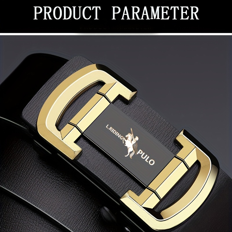 Mens Pu Leather Belt Automatic Buckle Pants Belt Business Birthday