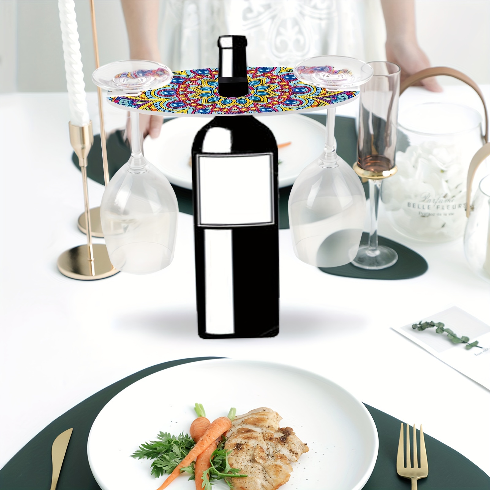 DIY Mandala Diamond Painting Wine Glass Rack Acrylic Stemware Holder for  Kitchen Bar Organizer