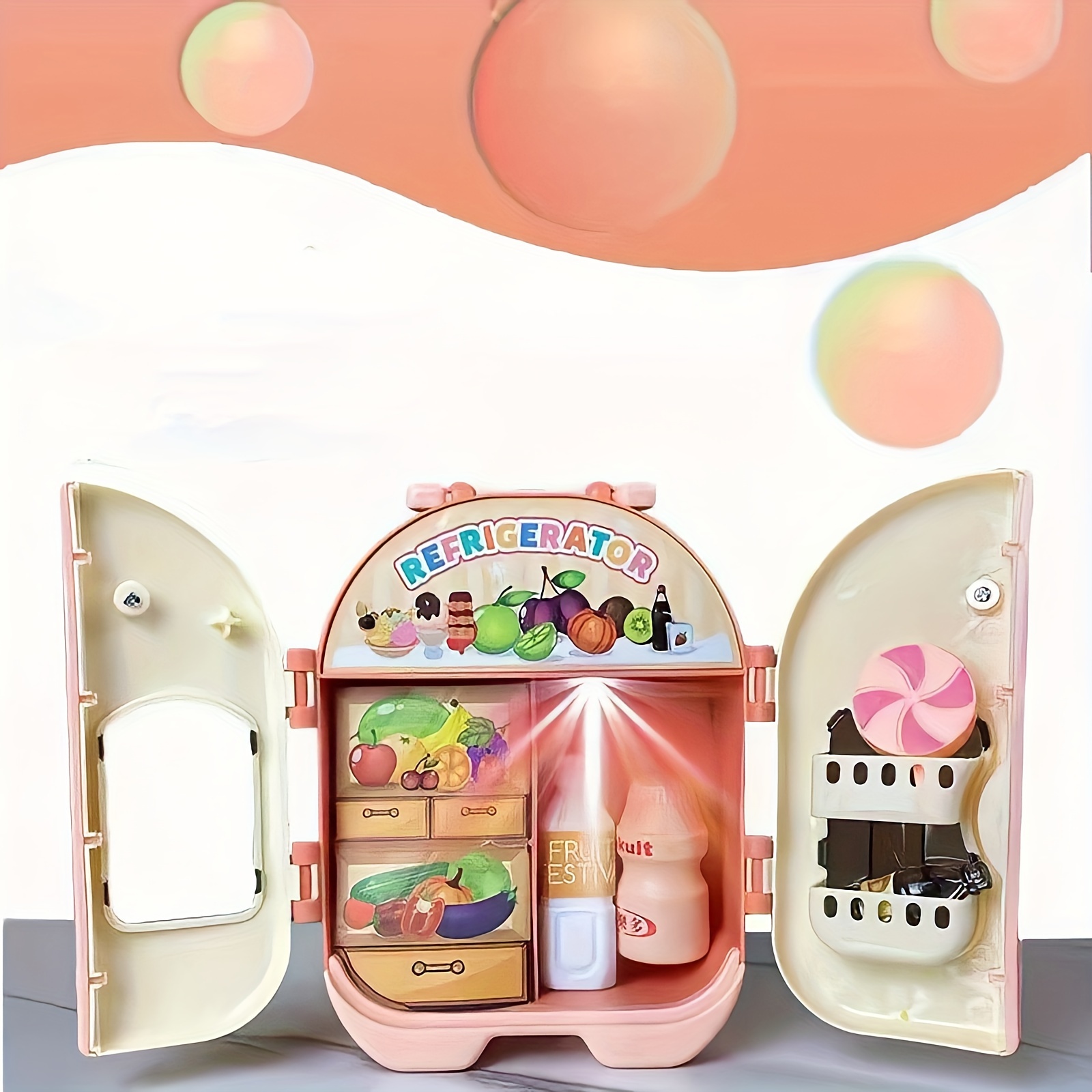 Kids Toy Fridge Refrigerator Accessories With Ice Dispenser Role