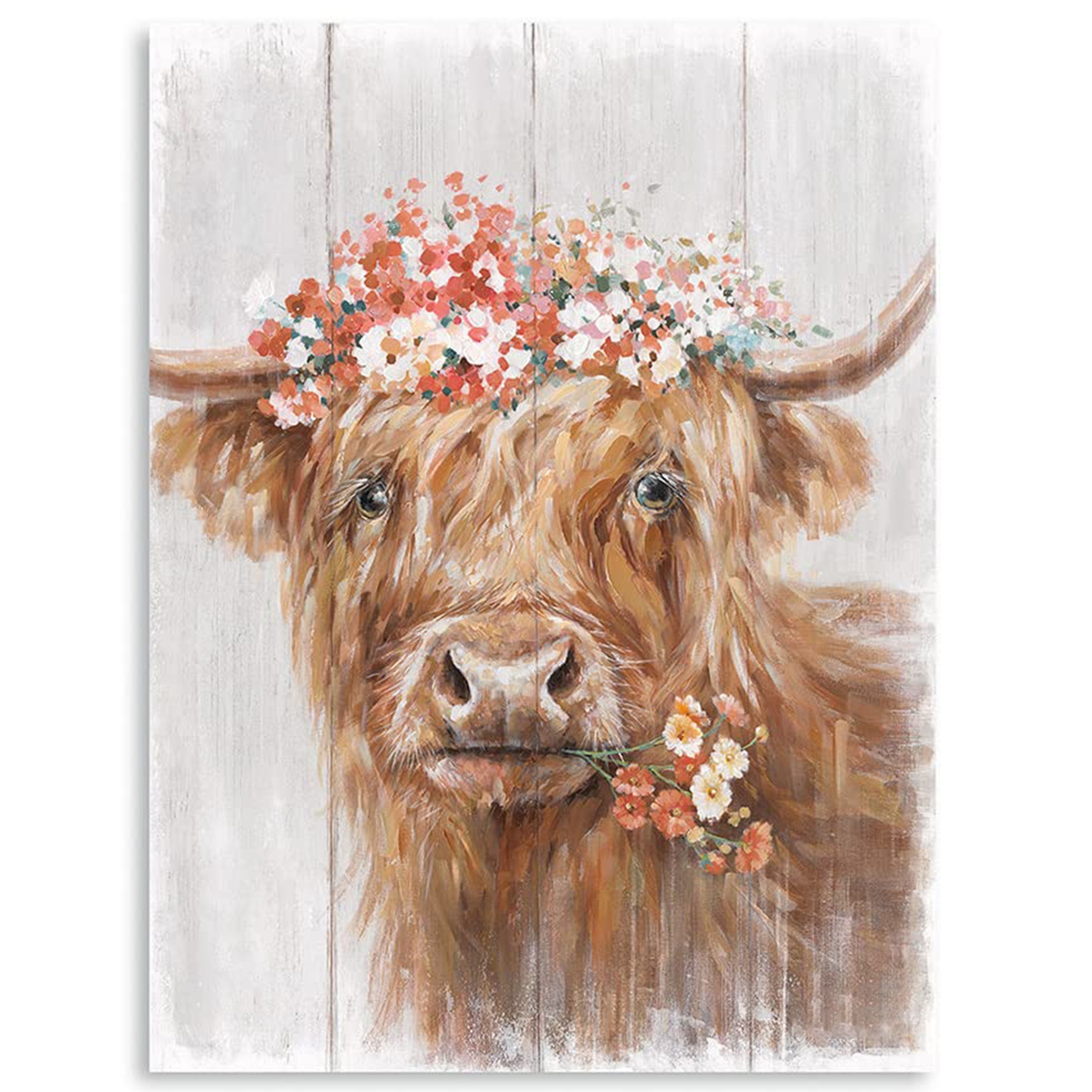 Canvas Painting Highland Longhaired Cow Cute Cow Sublimation - Temu