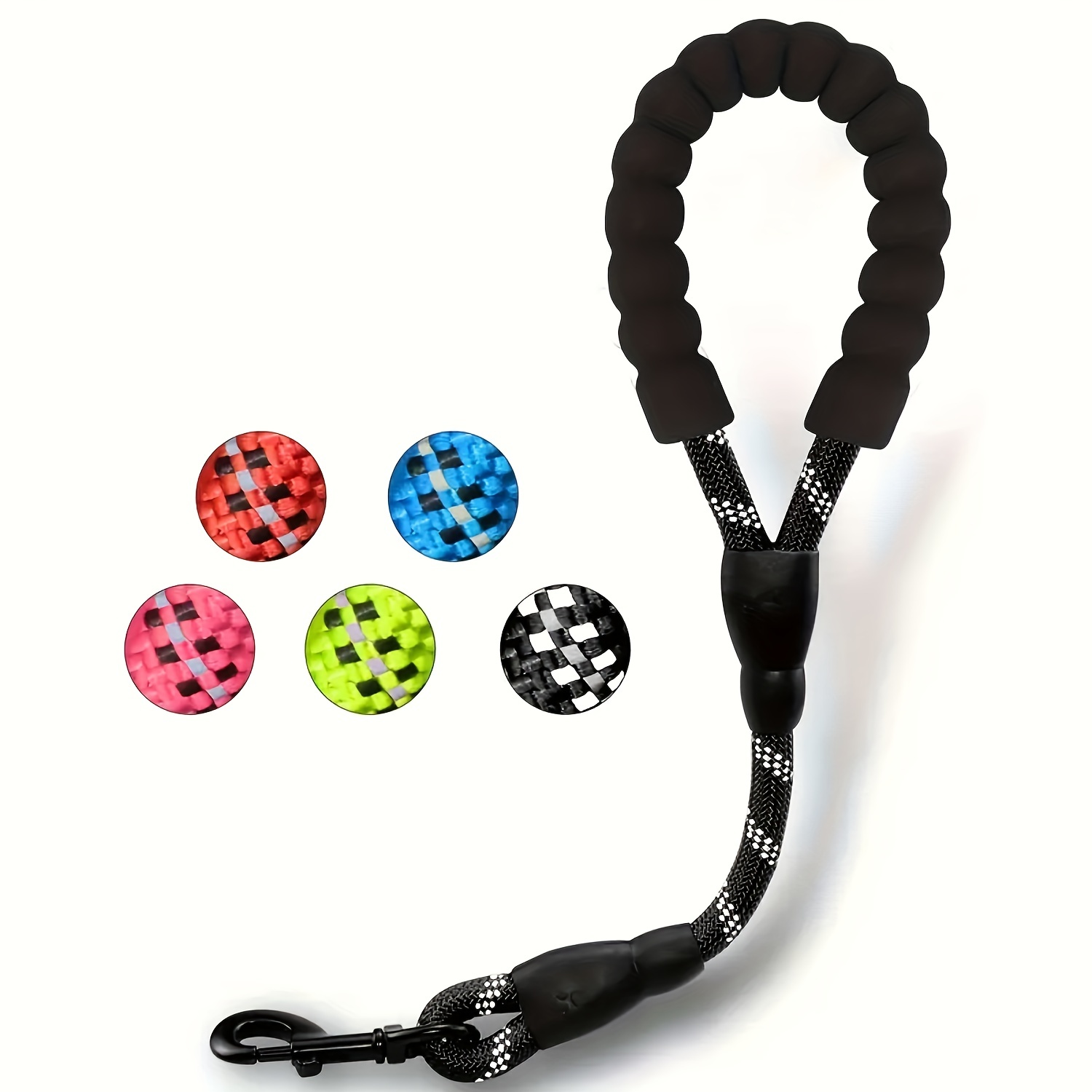 Short Nylon Dog Lead For Training Reflective Threads