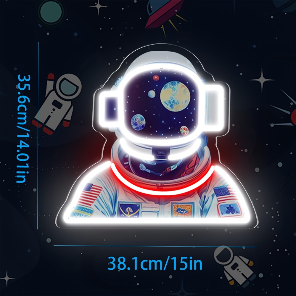 1pc Astronaut Sitting On Moon Neon Sign For Wall Decor LED Dimmer Spaceman  Neon Light, Astronaut Light, For Bedroom Game Room Space Lover Birthday Gif