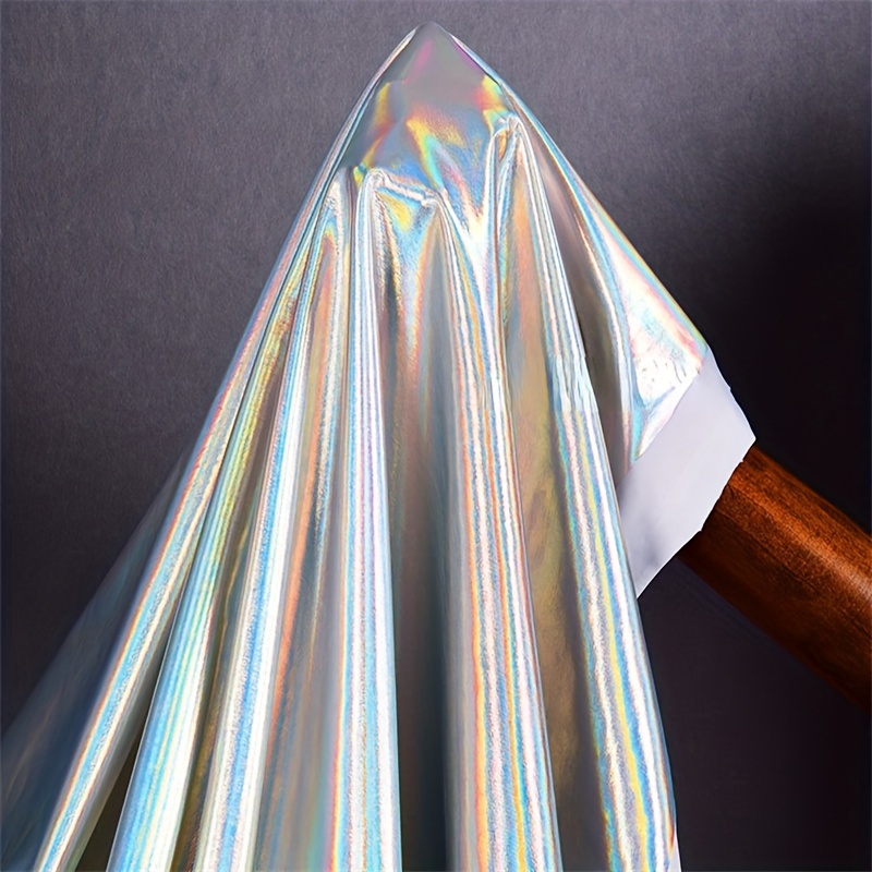 Metallic Laser Shiny Stretch Fabric Silver Iridescent Rainbow Holographic  Crafts