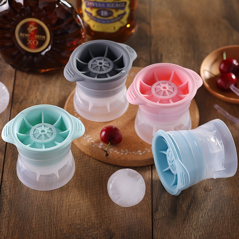 Silicone Ice Ball Molds for Whiskey - Set of 4 Round Makers with Lids for  Cocktails, Bourbon, and Drinks