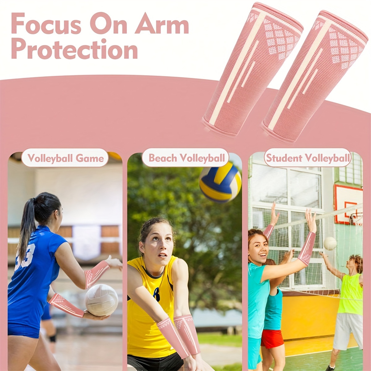 4 Pairs Volleyball Arm Sleeves Passing Forearm Sleeves Volleyball Arm Pads  Compression Volleyball Wrist Guard with Protection Pad and Thumb Hole
