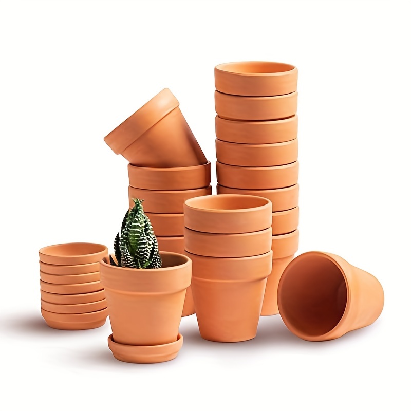 Petits Pots de Fleurs en Terre Cuite avec Soucoupe - Lot de 12 Pots pour  Plantes en Argile avec Soucoupe, 7 x 6,5 cm[63] - Cdiscount Jardin