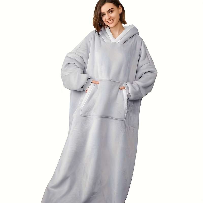 Wearable Blanket Hoodie for Adults Long Sherpa Oversized
