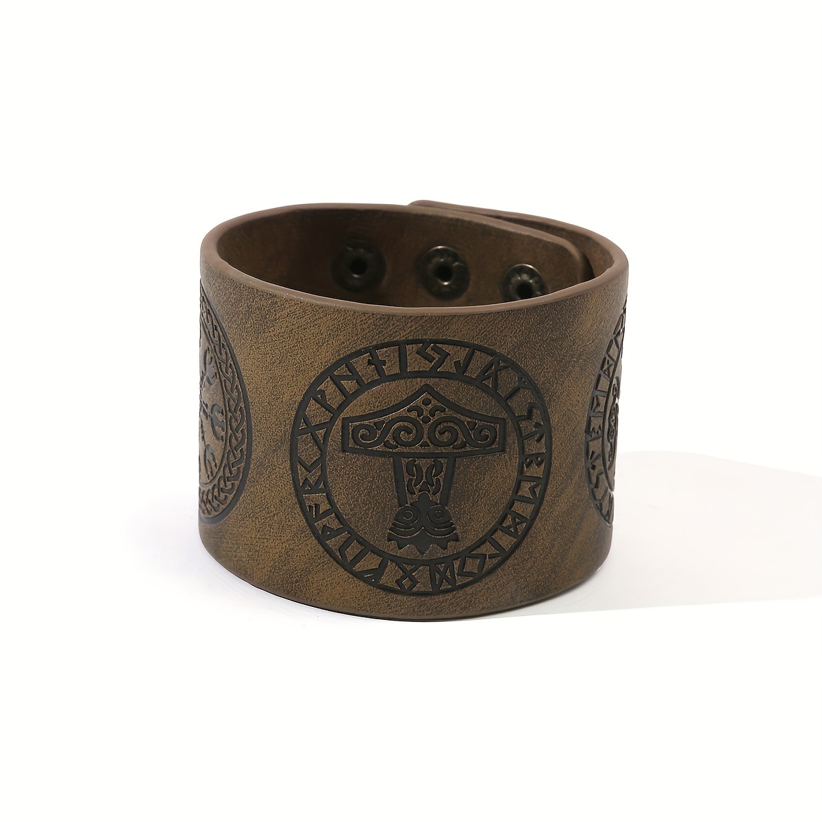 Viking Compass Leather Adjustable Bangle, Men's Gift