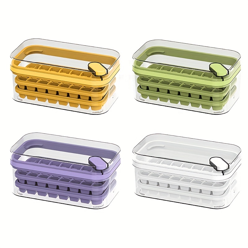 Ice Cube Tray With Lid and Bin - Large Silicone Ice Tray For Freezer - Storage  Bins & Baskets