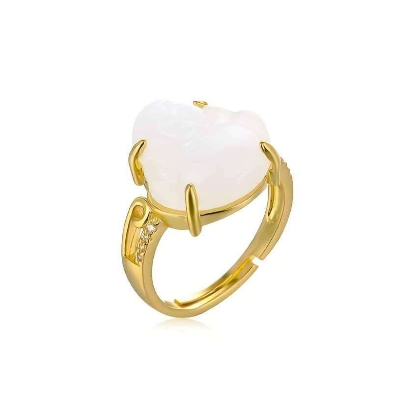 Men's Retro Buddha Adjustable Ring, Unique Design