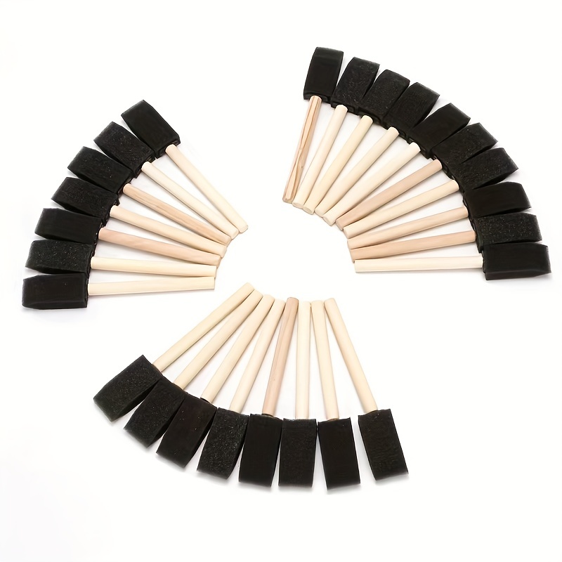 6-Pack Wooden Handle Foam Brushes for Painting