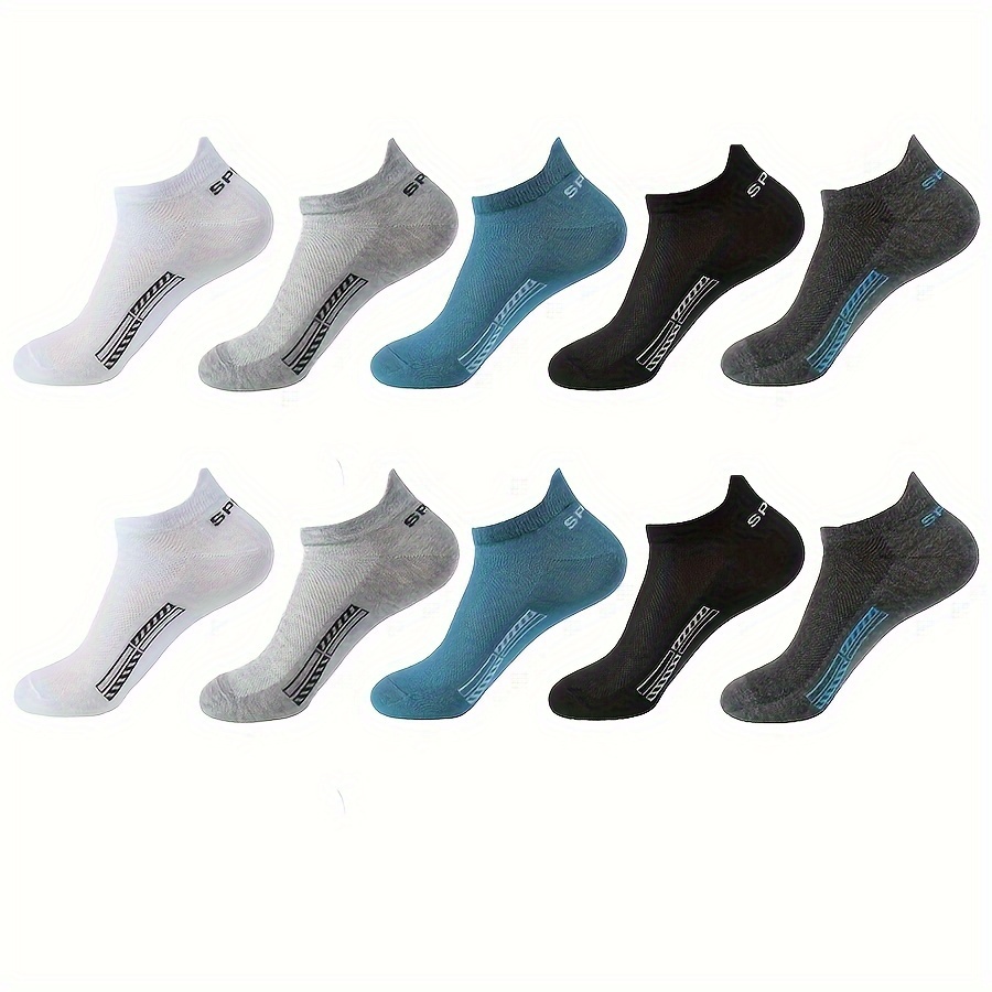 5/10-pair Unisex Socks, Combed Cotton, Sweat-absorbent, Breathable Mesh, Casual Sports Socks