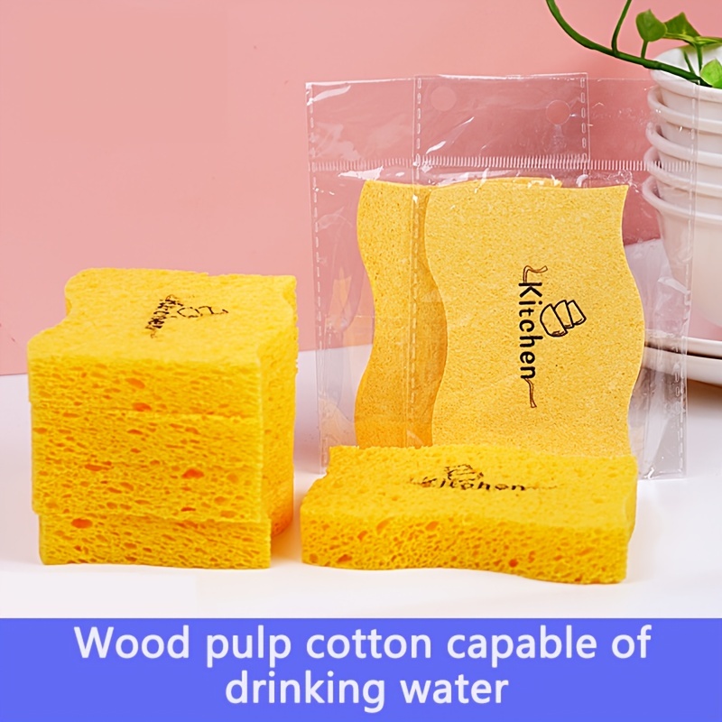 Dishwashing Sponge Natural Wood Pulp Cleaning Cloth - Temu