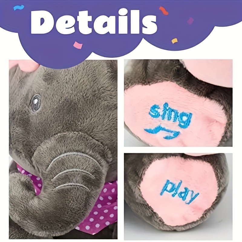 Elephant stuffed animal with deals moving ears