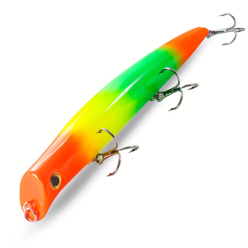 Topwater Popper Floating Fishing Lure 3 Treble Hooks Plastic - Temu