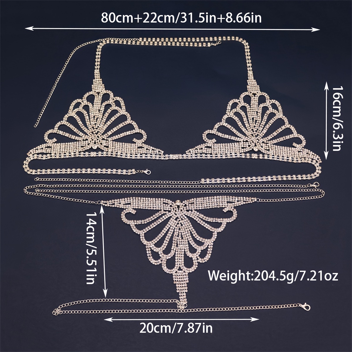 New Sexy Crystal Bralette Underwear Chains Set Fashion Bling