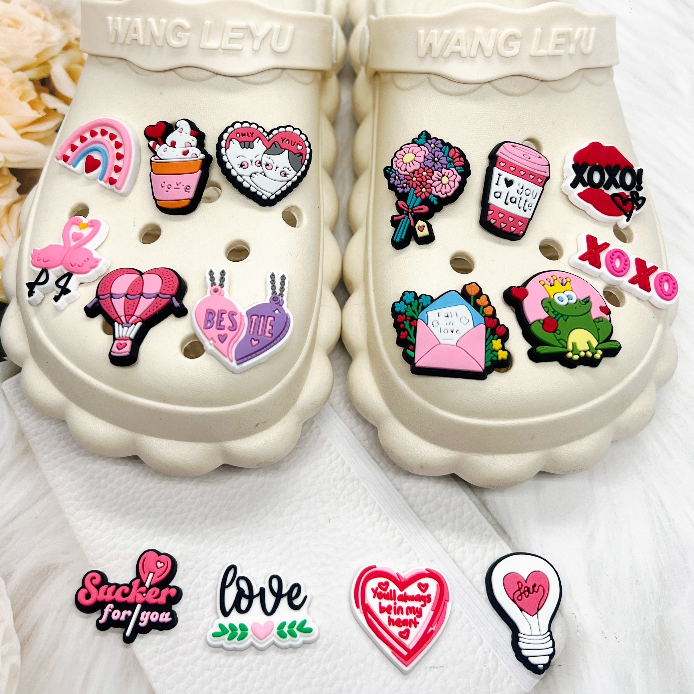 Valentine's Day Theme Shoe Decorations Charms Clogs Pvc Shoe - Temu