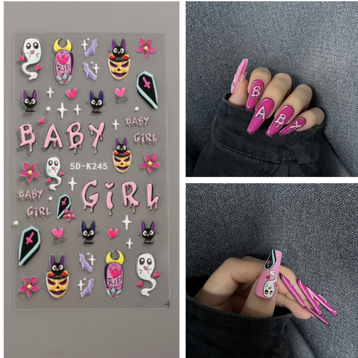 5D Hello Kitty Nail Stickers Pinky