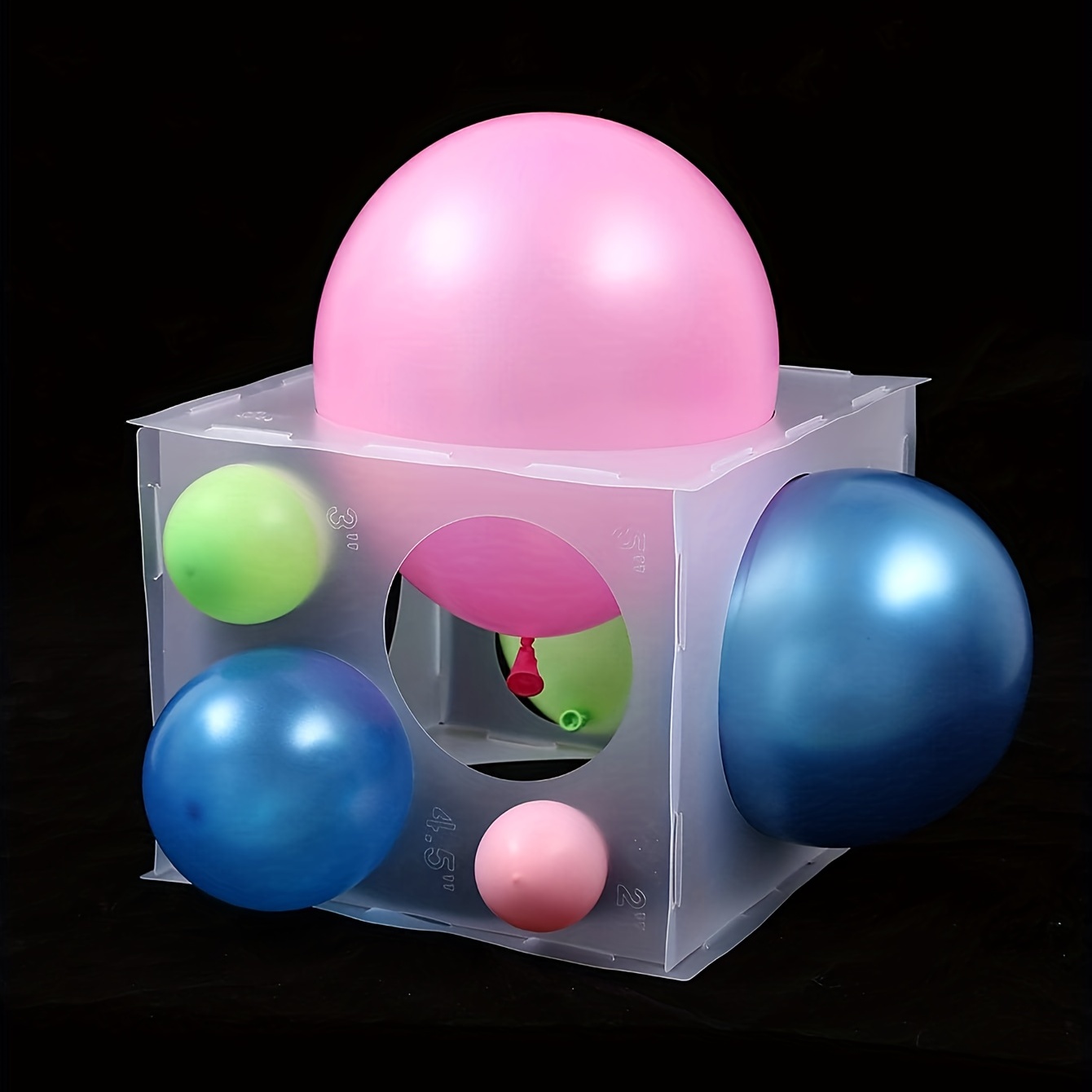 11 Holes Collapsible Plastic Balloon Sizer Box Cube, Balloon Size