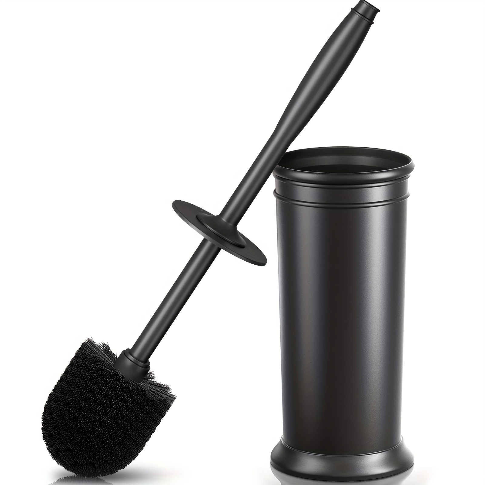 Image of Uptronic Toilet Brush, Toilet Bowl Brush With Extra Long Handle Durable Bristles Toilet Scrubber And Covered Holder For Toilet Brush Set For Bathroom Cleaning (black, 1 Set)