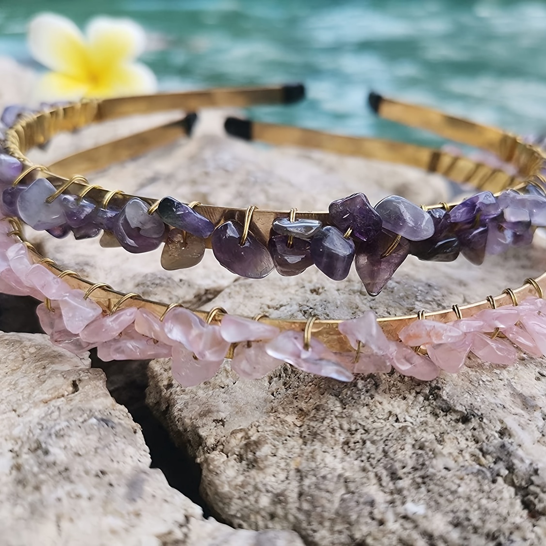 Rose Quartz Amethyst Mermaid Tiara Headband